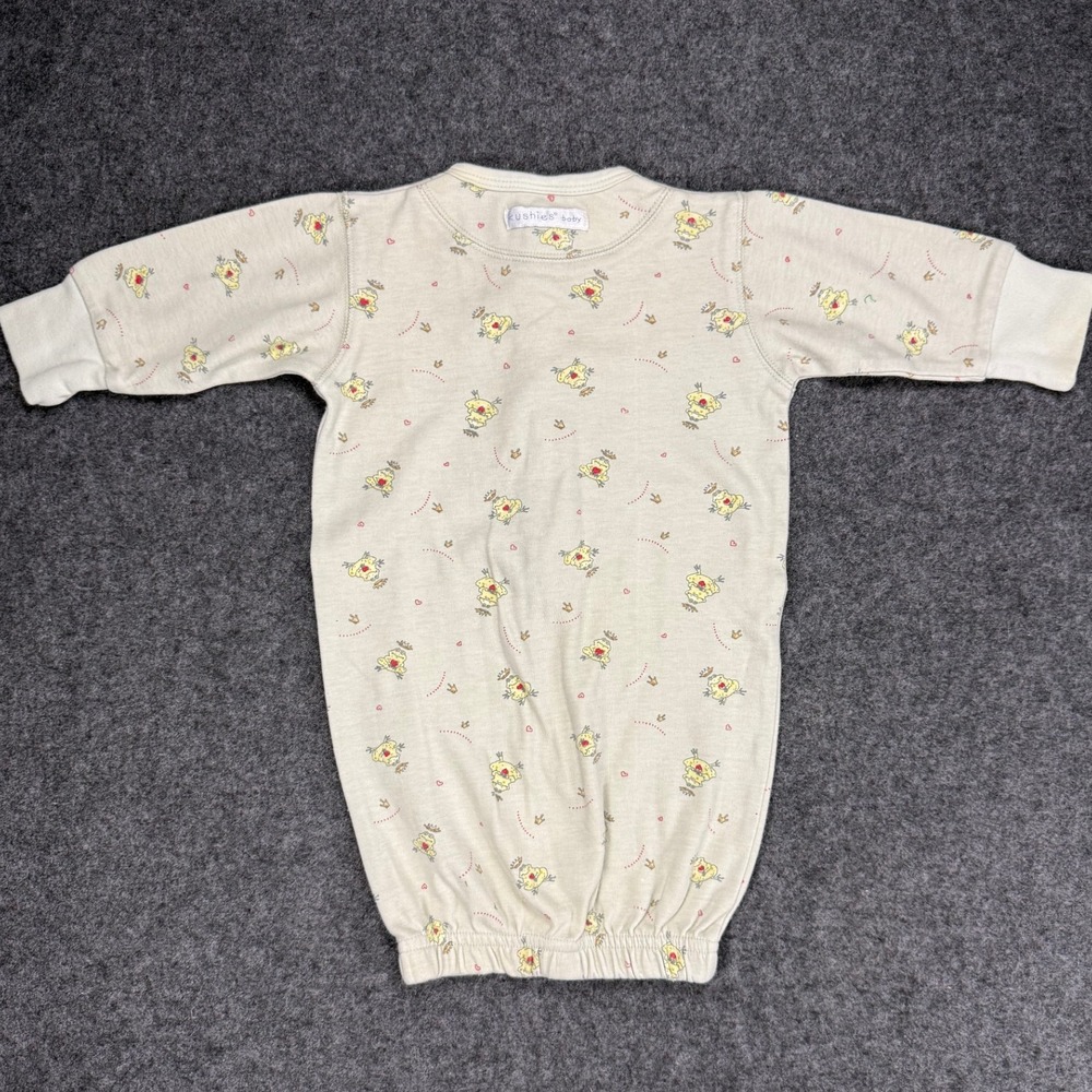 Kushies Baby Sleeper Gown 0-3 Months Chicken Print Cotton Beige Infant